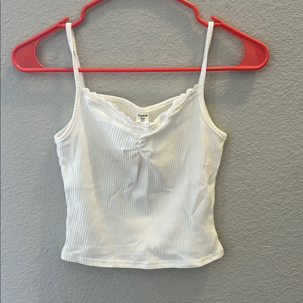 Women's White Ribbed Tank Top
